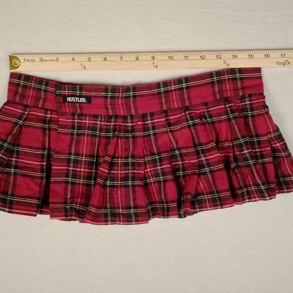 Hustler Red Plaid Pleated Mini Schoolgirl Skirt Size M - Picture 7 of 8